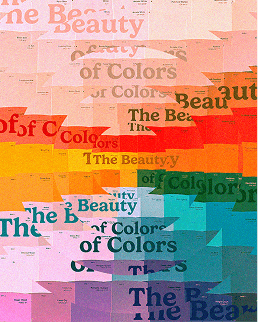 The Beauty of Colors poster series — layered type in torn bands of colour